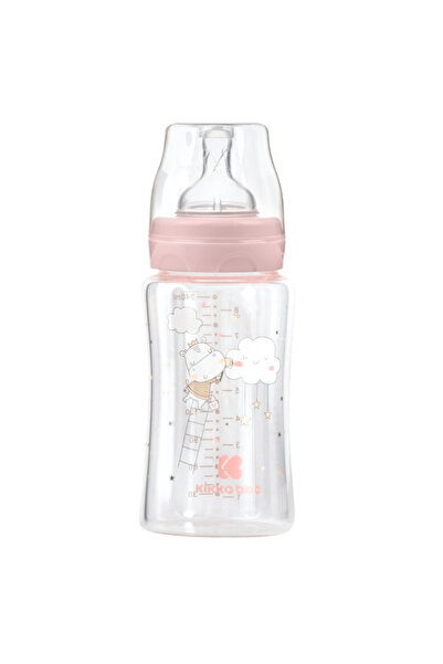 Kikka Boo KikkaBoo Hippo dreams Ροζ αντι-κολικό μπιμπερό 240ml από γυαλί, θηλ...