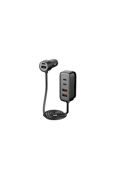 Well Încărcător auto, 3 x USB-C PD 36 W + 3 x USB-A QC 18 W, total 108 W, cablu prelungitor de 1.5 m, negru