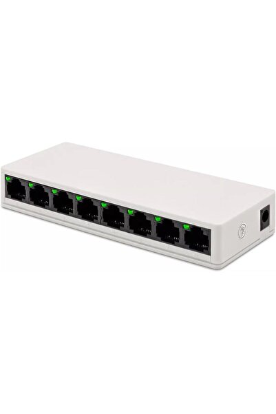 Soft Tr NR4 8 Port Switch LED Işıklı RJ45 100Mbps Ethernet İnternet Dağıtıcı Ağ Hub Ev Ofis İçin (8 Adet 100