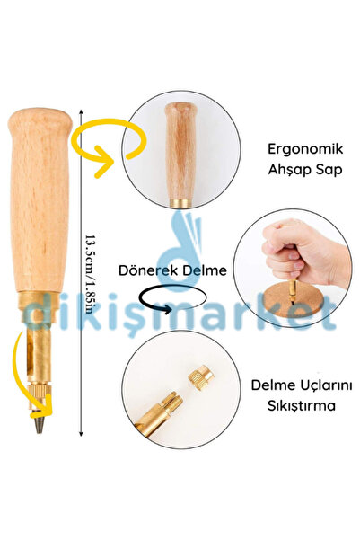 dm dikişmarket 6lı Otomatik Dönerek Delik Delme Seti