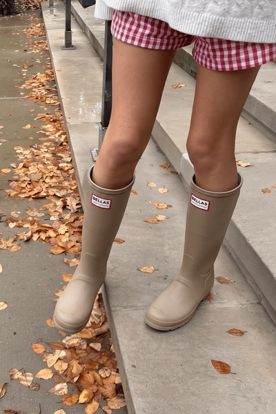 SHOEBELLAS Yagy Bej Etiket Detaylı Kadın Yağmur Çizme