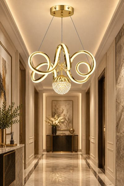 Ulucam Aydınlatma Deniz Yıldızı Su Yolu Gold Ledli Avize Modern Salon ve Otur...