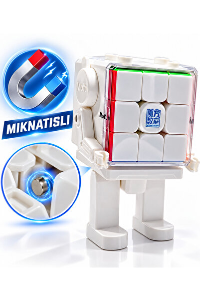 LRS STORE MoYu Orijinal 3x3 Manyetik Rubik Küp Robot Stantlı Premium Mıknatıs...