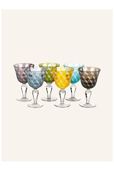 Pols Potten Set of 6 Wine Glasses, Handmade, 300 Ml, Artistic Decor, Dishwash...