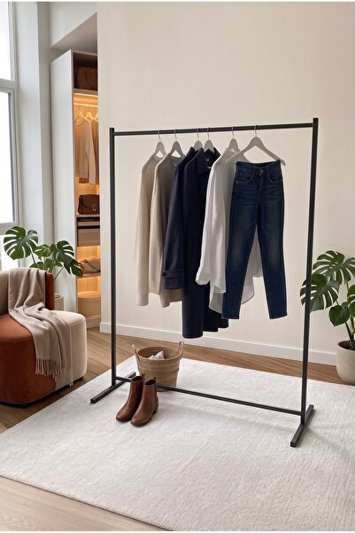 PEKA Siyah Metal Ayaklı Askılık - Butik ve Konfeksiyon Tipi Elbise Askısı 104...