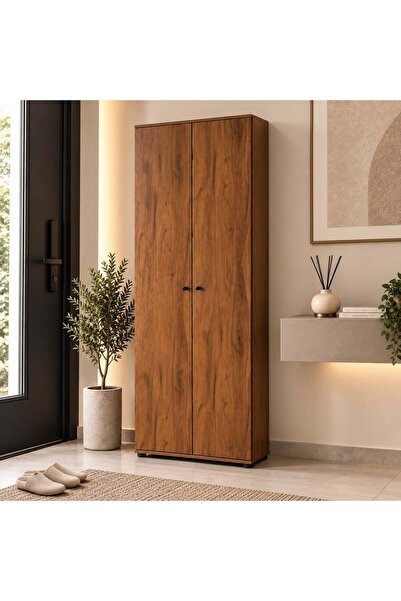 LastHome Wooden shoe cabinet with multiple shelves, 38-shoe capacity