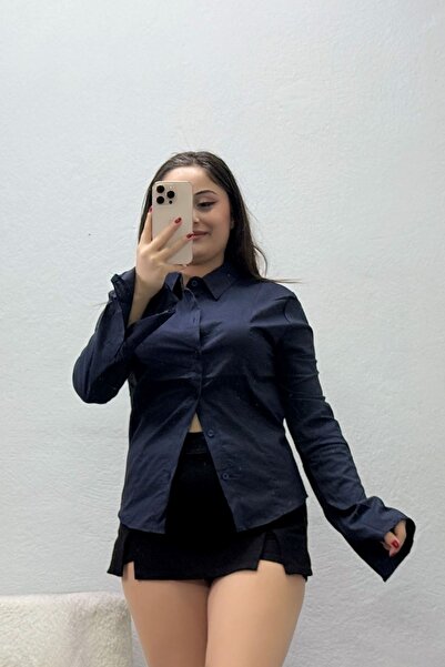 BELENDİR Women's Poplin Fabric Fit Shirt Koyulaci