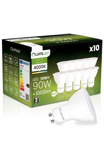 Lumiled 10x Bec LED GU10 tip spot PAR16 10W = 90W 1000lm 4000K Neutră 120 °
