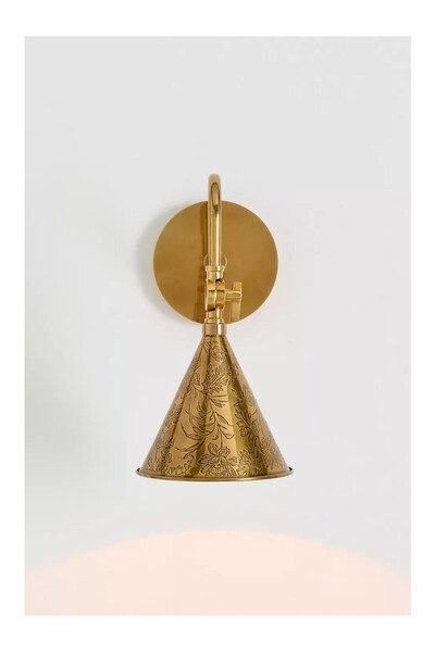 Anthropologie Joan Antique Brass Flower Patterned Wall Sconce