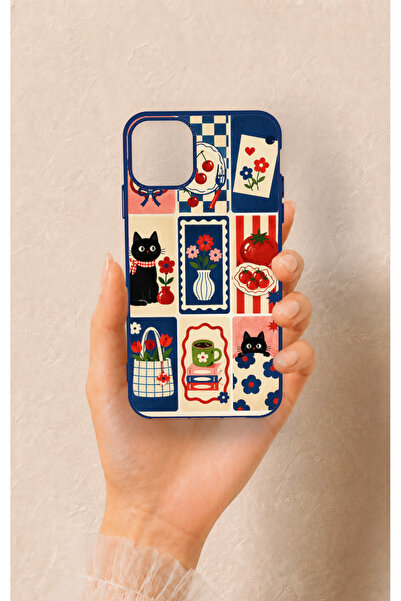 Vip Case iPhone 11 Pro Max Uyumlu Sevimli Kedi ve Çiçek Desenli Silikon Kılıf