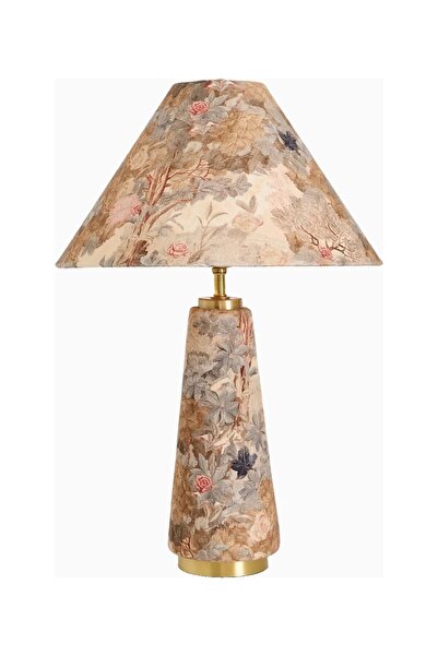 Anthropologie Lulu Patterned Empire Table Lamp with Velvet Lampshade