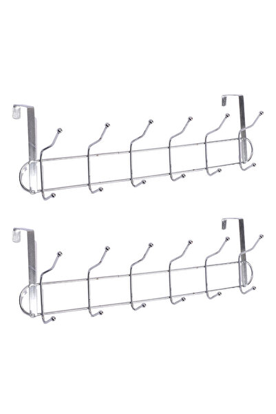 KLNAMAEAAN PACK OF 2 Stainless Steel Door Hanger with 5 Hooks - Heavy Duty Or...