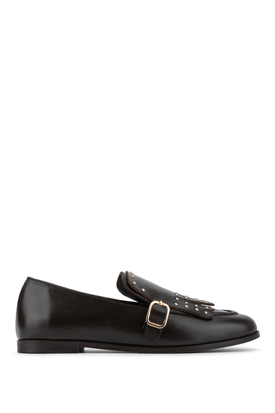 Tamer Tanca Women's Genuine Leather Brown Loafer Shoes