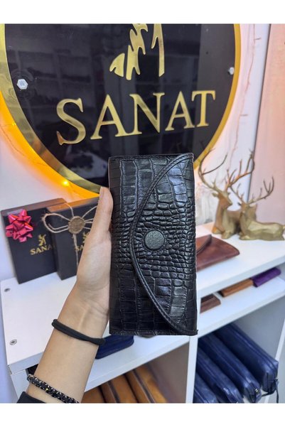 SANAT LEATHER Lüks Hakiki Deri Mıknatıslı Telefon Gözlü Kartlık & Cüzdan