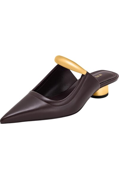 JW PEI Helena Pierced Mules Claret Red Vegan Leather Heeled Slippers, Stylish...