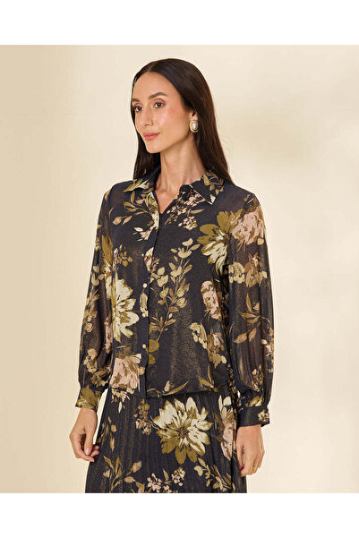REDTAG Women Black Floral Print Blouse
