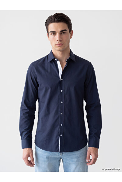 LC Waikiki Cămașă de bază pentru bărbați, croială slim fit