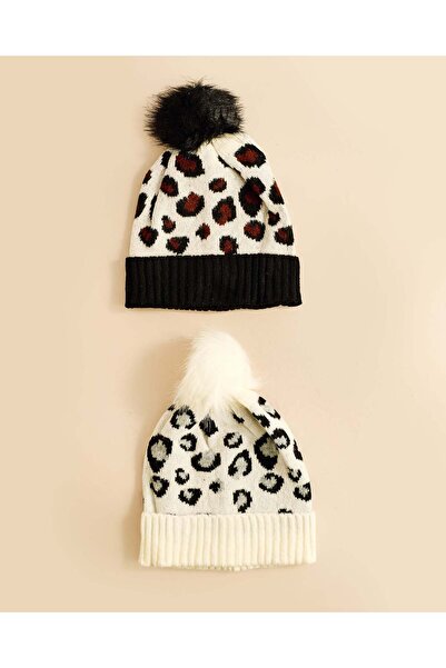 REDTAG Women Assorted Animal Print Beanie Set 2 Piece
