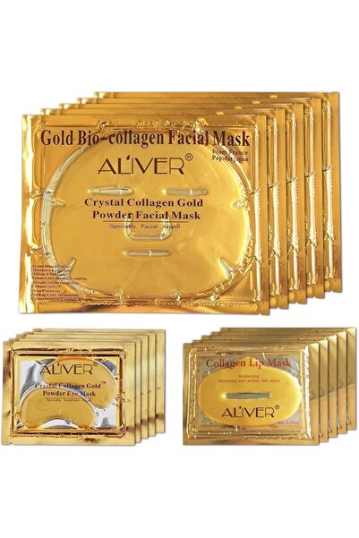 aliverystore قناع وجه كريستالي من الكولاجين الحيوي بالذهب عيار 24 قيراط + قنا...