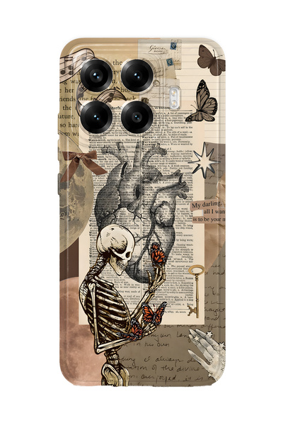 FLAMENKO Xiaomi 17t Pro Compatible Vintage Skeleton and Butterfly Pattern Tra...
