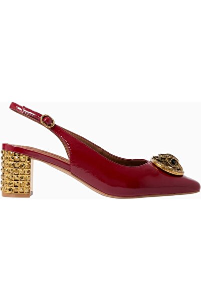 Kurt Geiger Chelsea Block Slingback Heel, Red Patent Leather and Crystal Deta...