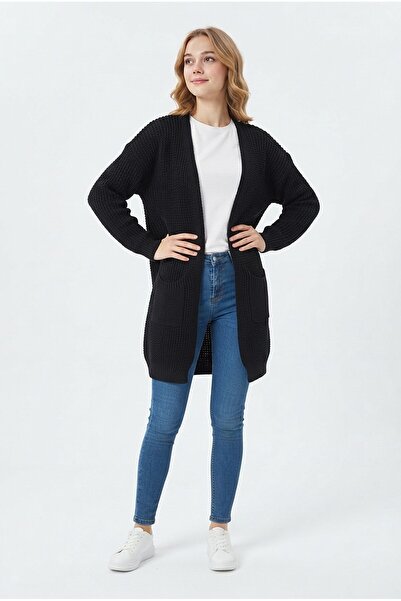 Şeker Portakalım Cardigan gros din tricot pentru femei, cu buzunare plate, de...