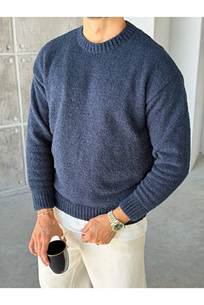 FO4RBS Soft Textured Boucle Sweater Navy Blue