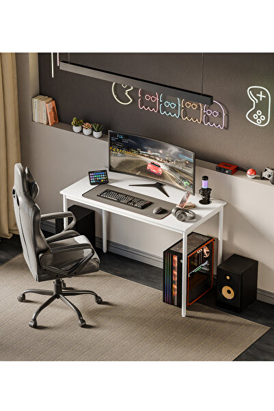 Gaga Mobilya (60X120 BEYAZ BEYAZ) Oyuncu Masası Gaming Masa Bilgisayar Çalışm...