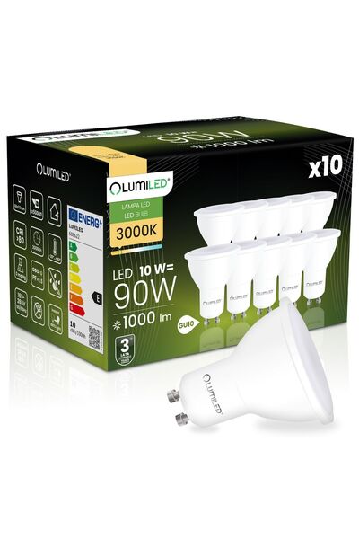 Lumiled 10x Bec LED GU10 Reflector PAR16 10 W = 90 W 1000 lm 3000 K Cald 120°