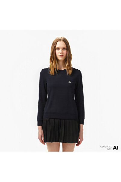 Lacoste Kadın Relaxed Fit Bisiklet Yaka Lacivert Sweatshirt