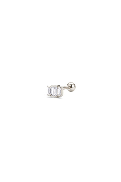 LéO Silver And More 925 Ayar Gümüş Baget Taşlı Tragus Helix Kıkırdak Piercing...