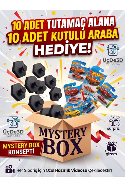 ÜçDe3D WorkShop 10'lu Tutamaç Duvar Askısı (10 Adet HotWheels 5785 Kutulu Ara...
