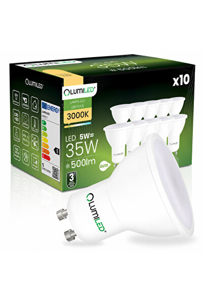 Lumiled 10x Bec LED GU10 tip spot PAR16 5W = 35W 500lm 3000K Cald 120 °