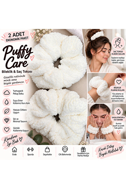 LUCKKA 2-piece plush face wash wristband and hair clip - water absorbent skin...