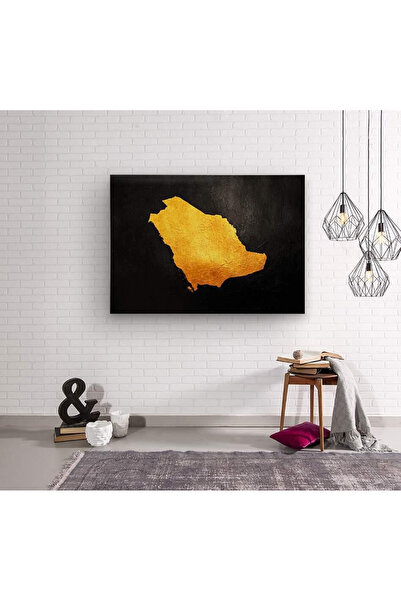 ALAYRA International لوحة فنية ذهبية لخريطة السعودية (50×70 سم) مع إطار خارجي...