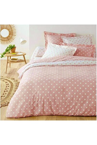 OXFORD HOME Σετ σεντόνια βαμβακερά σατέν πολυτελείας 300TC 240x260 ροζ πουά 4...