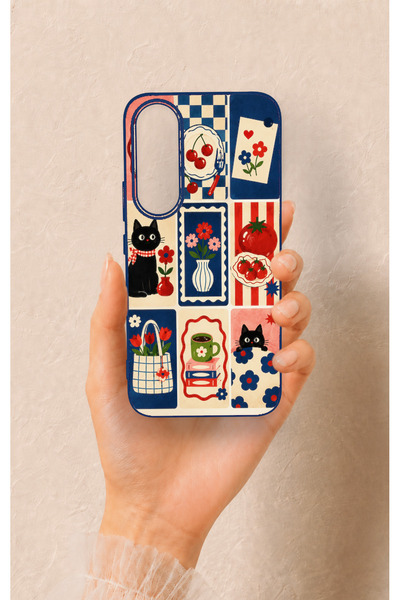 Vip Case Vivo V70 FE 5G Uyumlu Sevimli Kedi ve Çiçek Desenli Silikon Kılıf