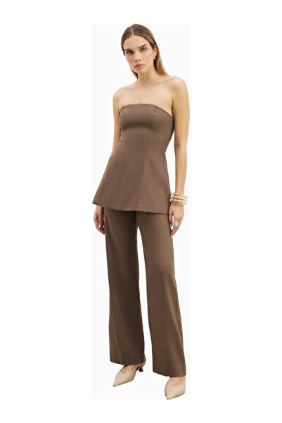 BECAUSE OF ALICE Strapless Linen A-Line Bodice Women's Top