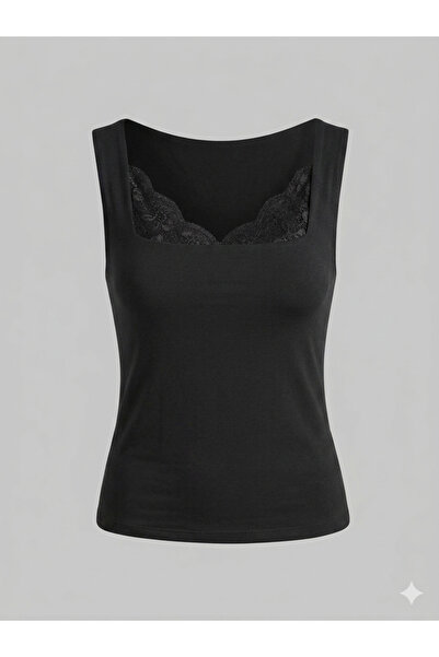 Noa&Noa Square Neck Lace Blouse - Black Black