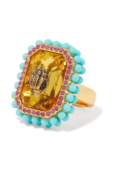Kurt Geiger Elegant Orange Emerald Cocktail Ring