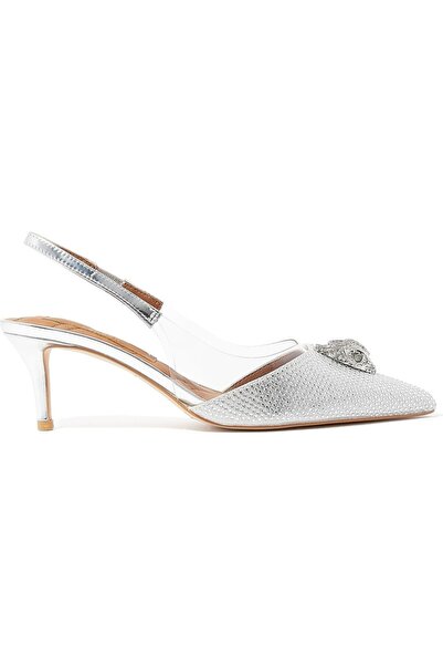Kurt Geiger Vinyl Slingback Heeled Shoes - Silver Color