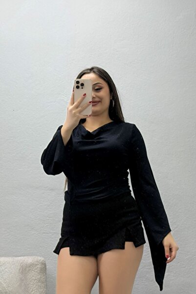 BELENDİR بلوزة بززي ديجاجي نسائية باللون الأسود
