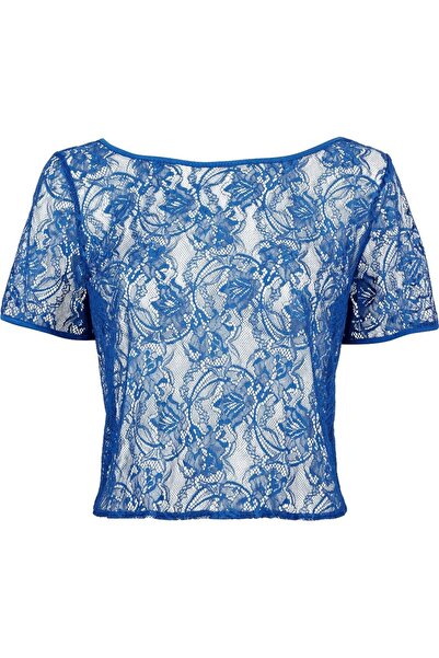 Aubade Lazy Days Short Sleeve Top, Transparent Floral Lace, Modal & Silk Blend