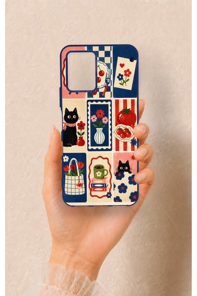 Vip Case Vivo Y21S Compatible Cute Cat and Flower Pattern Silicone Case