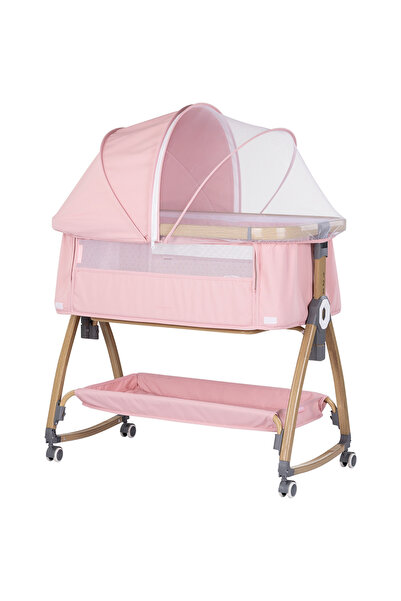 Chipolino Patut co-sleeper Charisma cu laterala culisanta powder pink wood