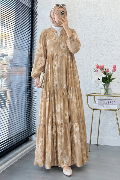 Moda Aydın Butik Women's Summer Floral Patterned Buttoned Loose Long Dress M7...