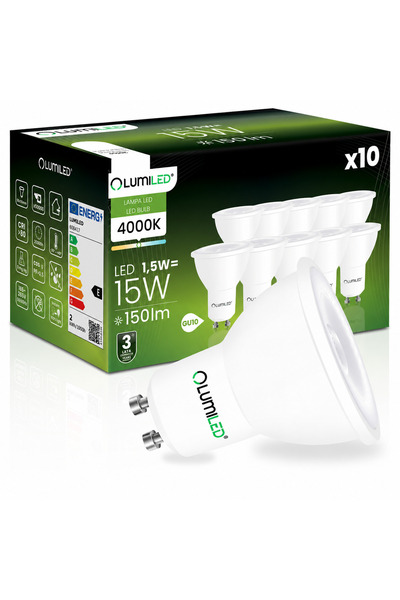 Lumiled 10x Bec LED GU10 tip spot PAR16 1.5W = 15W 150lm 4000K Neutru 36 °