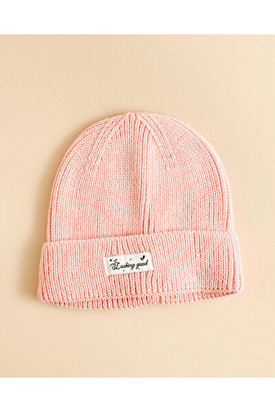 REDTAG Women Pink Ribbed Cuffed Beanie