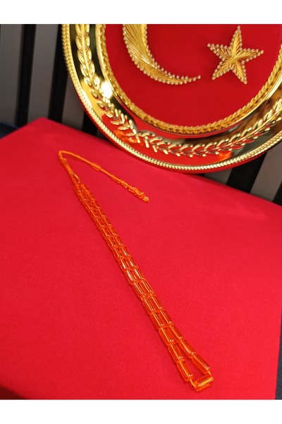TESPİH KÖŞESİ Imported Powdered Amber Beads Cut and Scaled Orange
