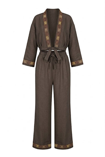 Noa&Noa Ethnic Pattern Striped Suit - Bitter Brown Bitter Brown